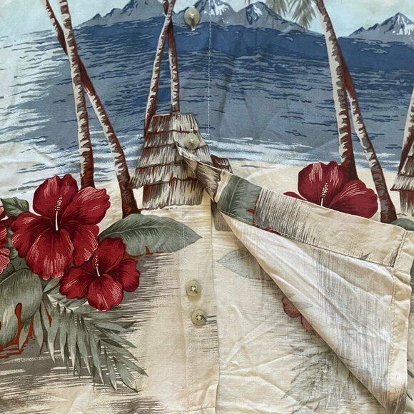 Pierre Cardin Vintage Shirt Mens Size L 100% Rayon Hawaiian Short Sleeve - Picture 5 of 7